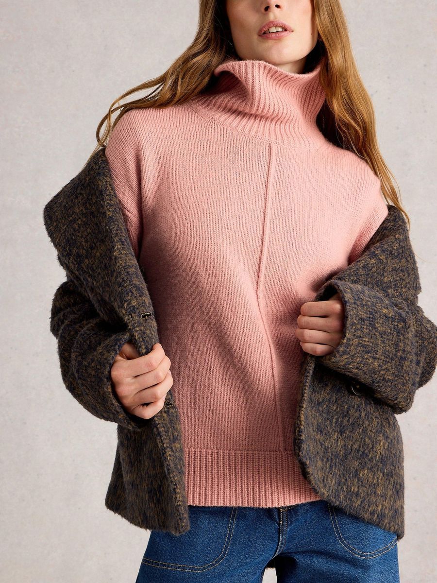 Lockerer Rollkragenpullover mit Mittelnaht