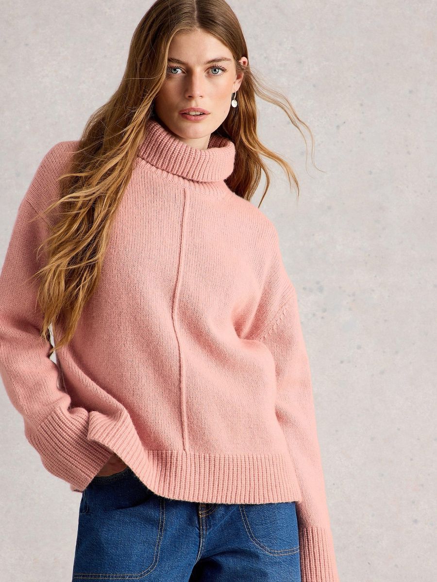 Lockerer Rollkragenpullover mit Mittelnaht