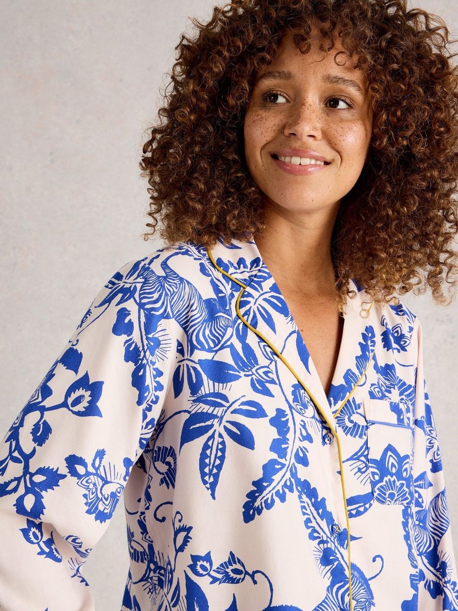 Nina Bedrucktes Pyjama-Oberteil aus Bio-Baumwolle