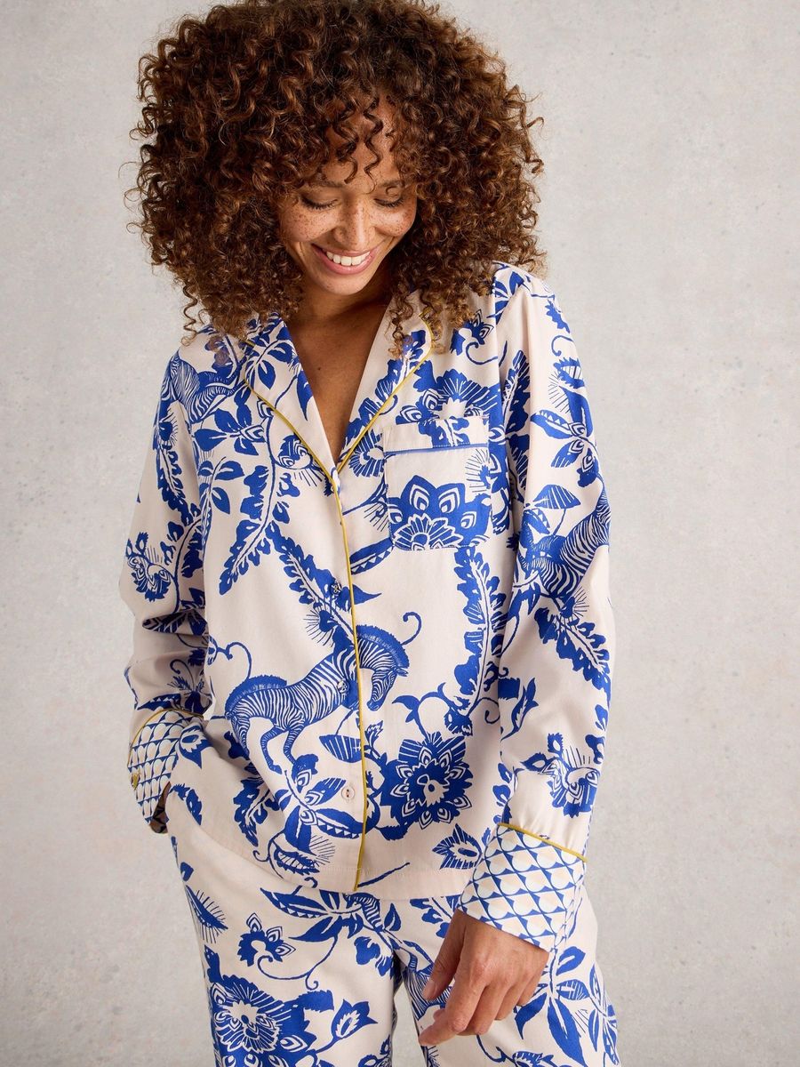 Nina Bedrucktes Pyjama-Oberteil aus Bio-Baumwolle