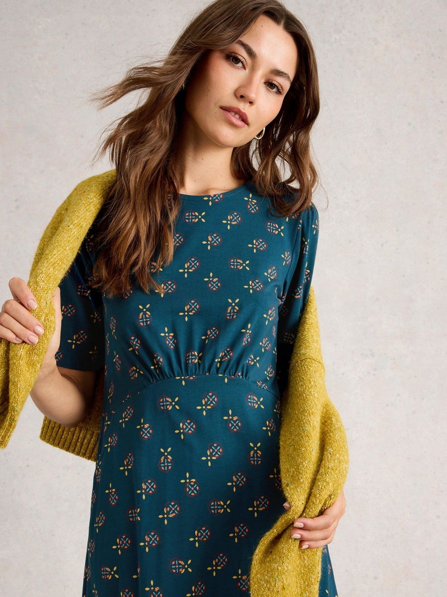 Jersey-A-Linien-Kleid mit Herzmuster