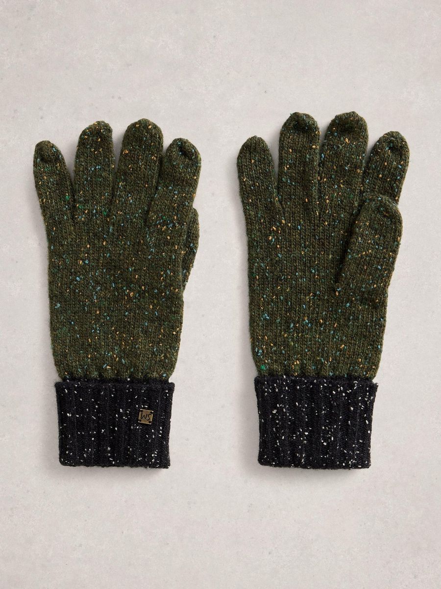 Gesprenkelte Strickhandschuhe aus Wollgemisch
