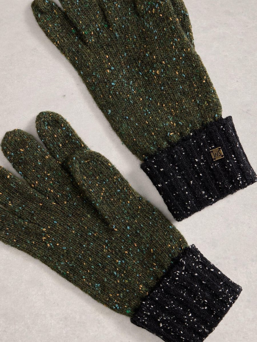 Gesprenkelte Strickhandschuhe aus Wollgemisch