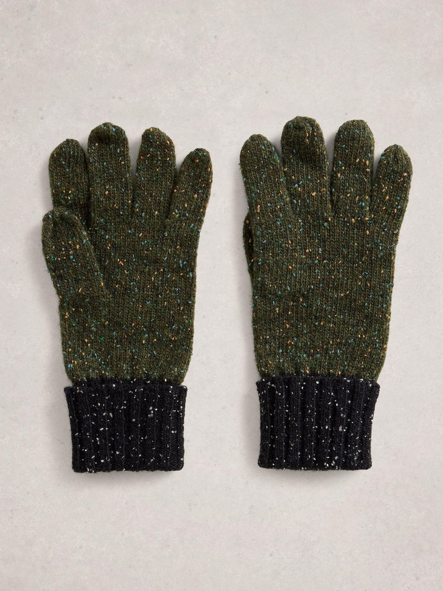 Gesprenkelte Strickhandschuhe aus Wollgemisch