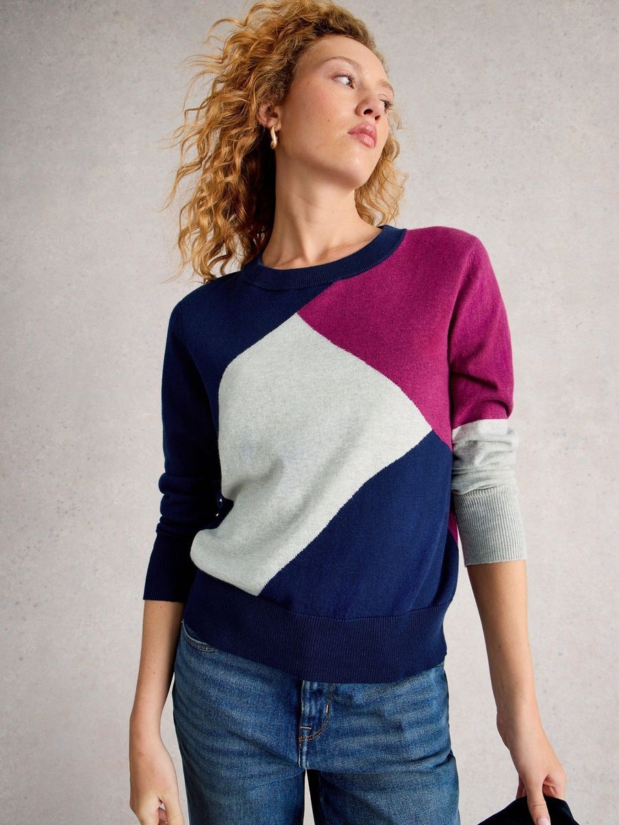 Feingestrickter Pullover mit abstraktem Muster