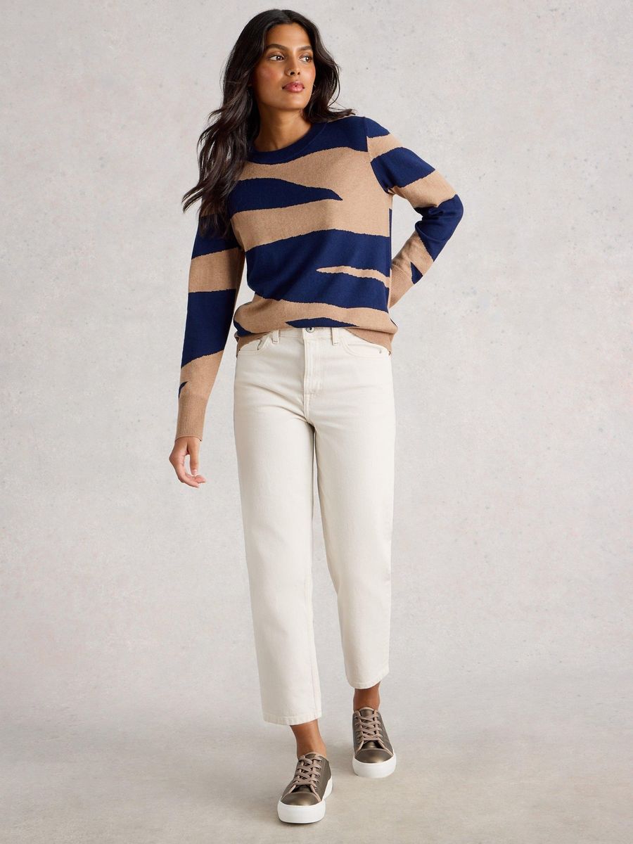 Feingestrickter Pullover mit abstraktem Muster