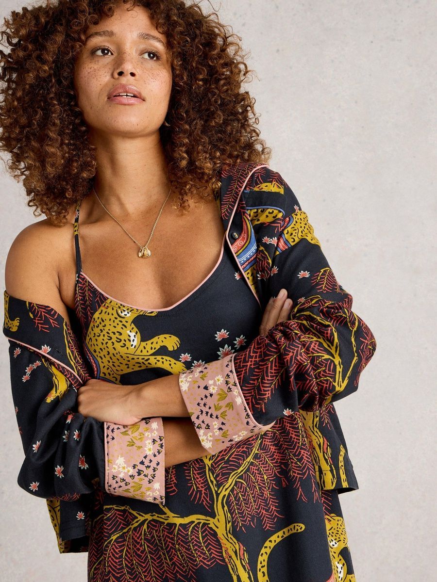Maxi-Nachthemd mit Print-Mix