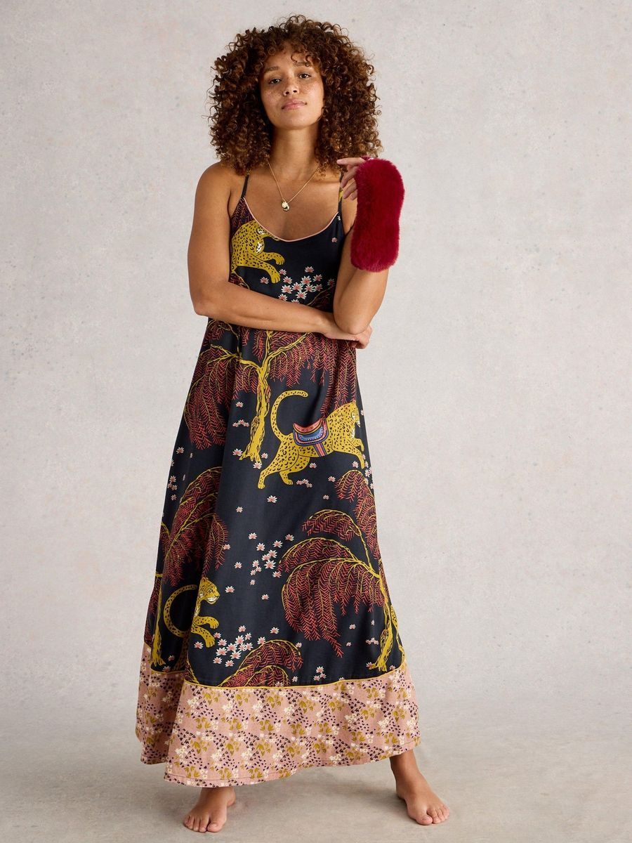 Maxi-Nachthemd mit Print-Mix