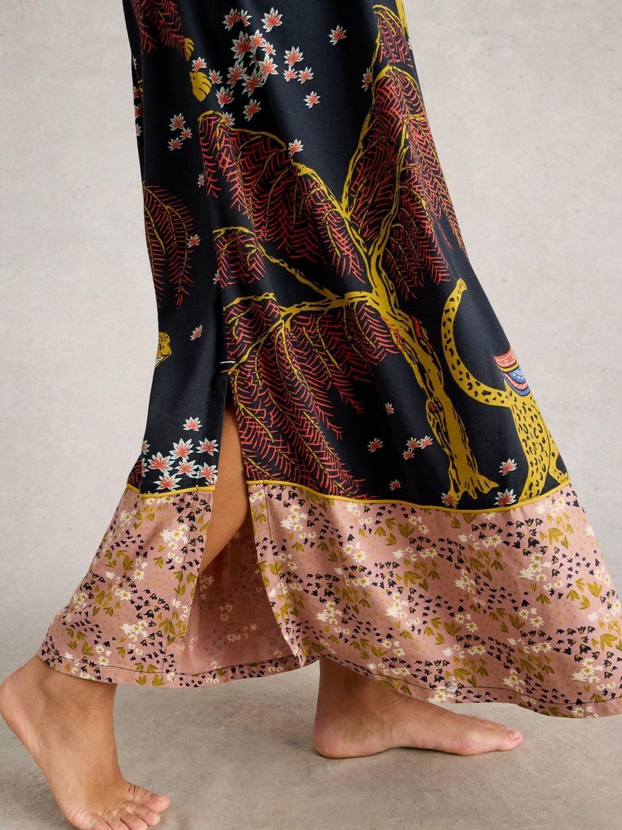 Maxi-Nachthemd mit Print-Mix