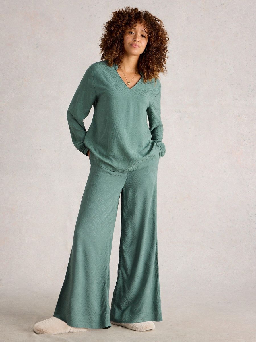 Weite Jacquard-Pyjamahose aus Viskose