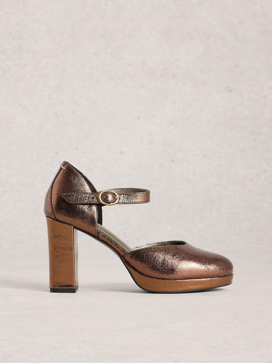 Metallic Plateau Mary Jane Pumps