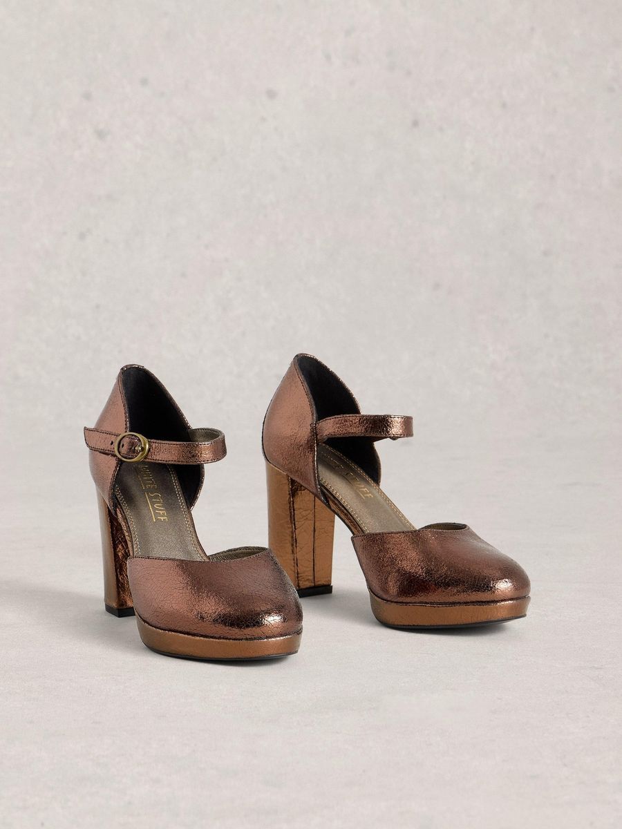 Metallic Plateau Mary Jane Pumps