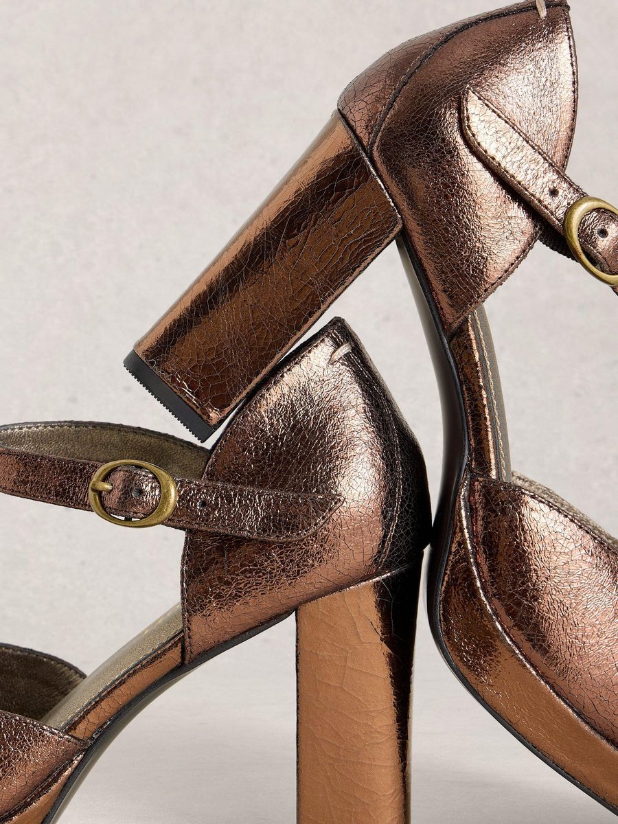 Metallic Plateau Mary Jane Pumps
