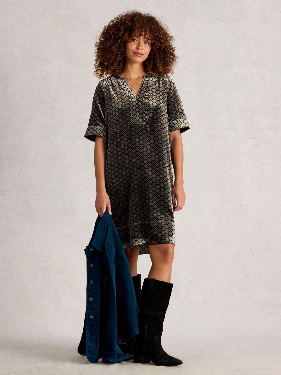 Samtkleid mit geometrischem Muster