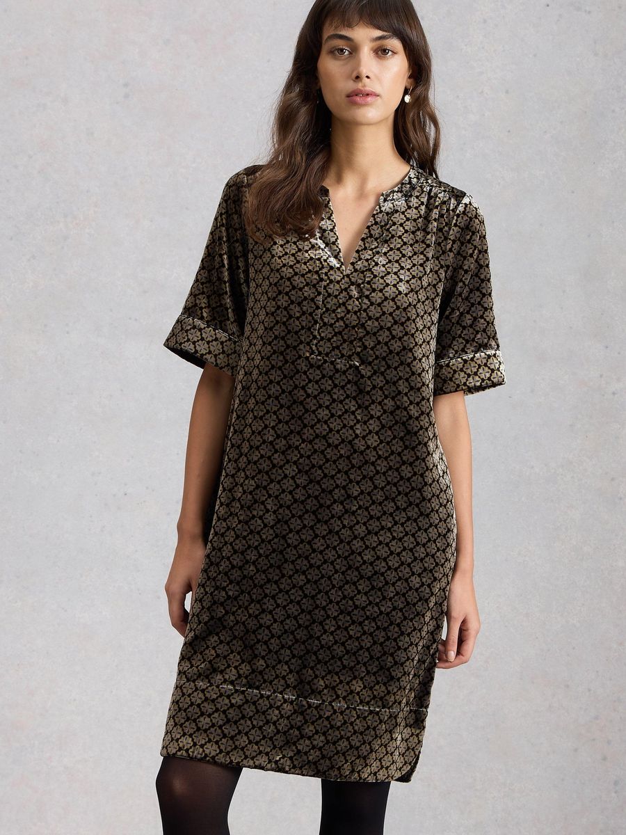 Samtkleid mit geometrischem Muster