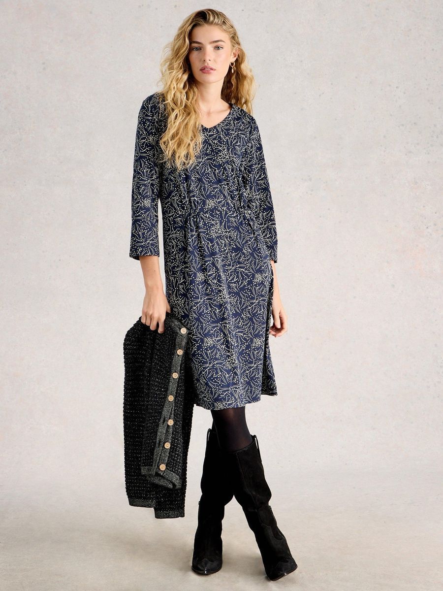 Bedrucktes Jerseykleid mit Taschen