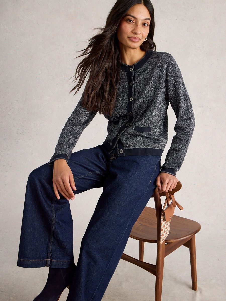 Glitzernde Strickjacke mit Knopfleiste