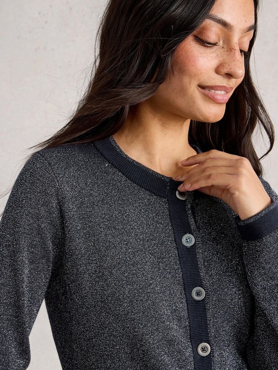 Glitzernde Strickjacke mit Knopfleiste