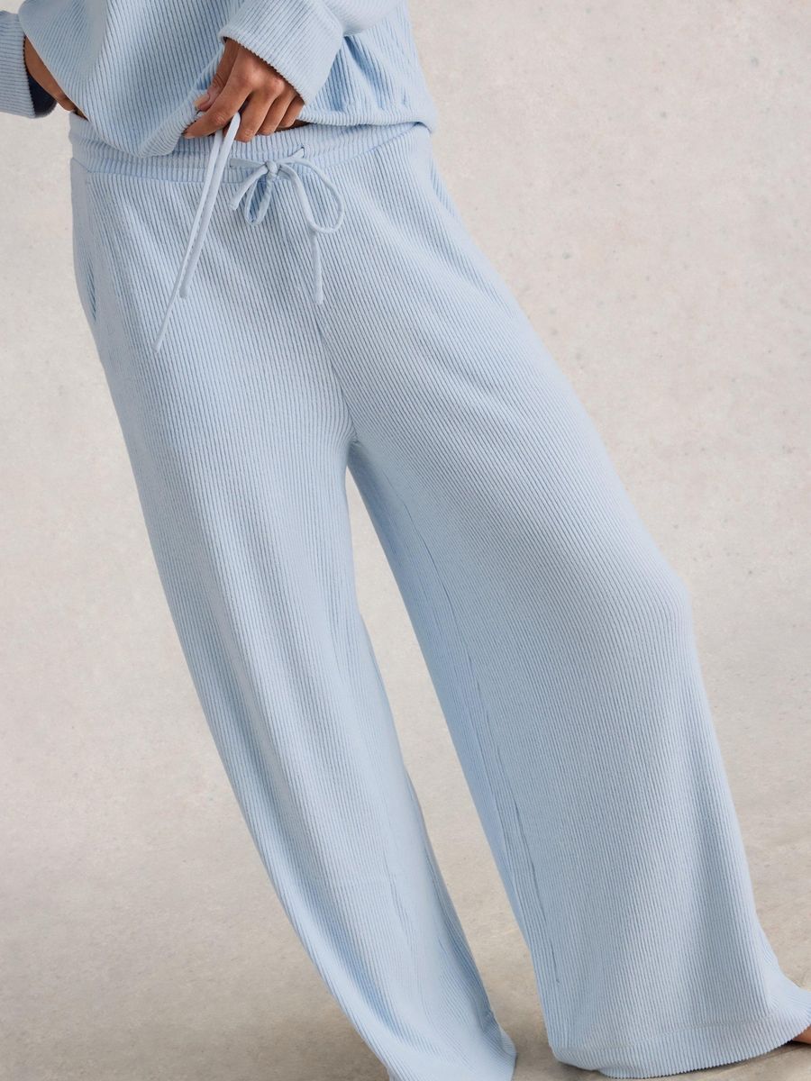 Rippenjersey-Hose mit weitem Bein