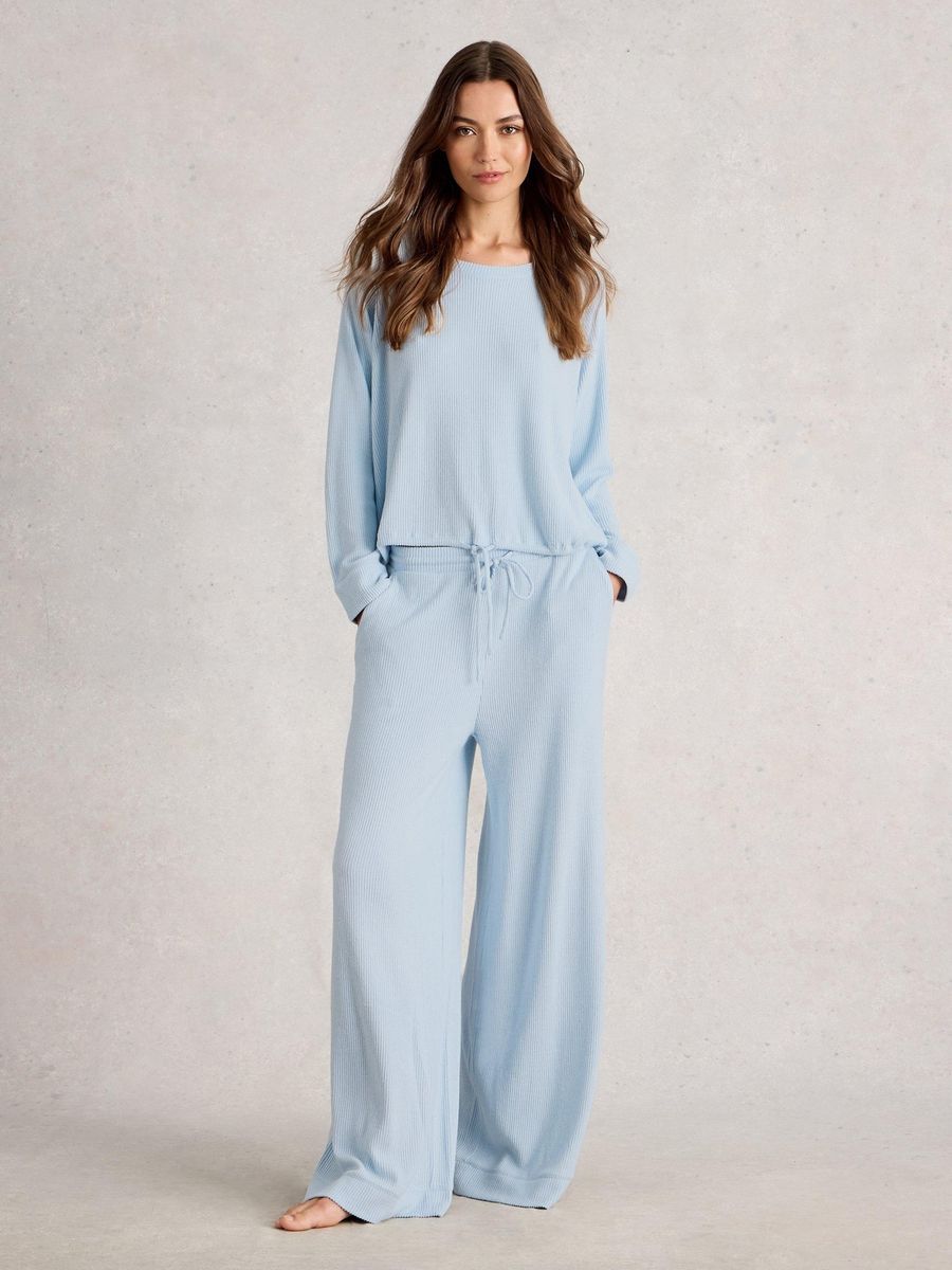 Rippenjersey-Hose mit weitem Bein