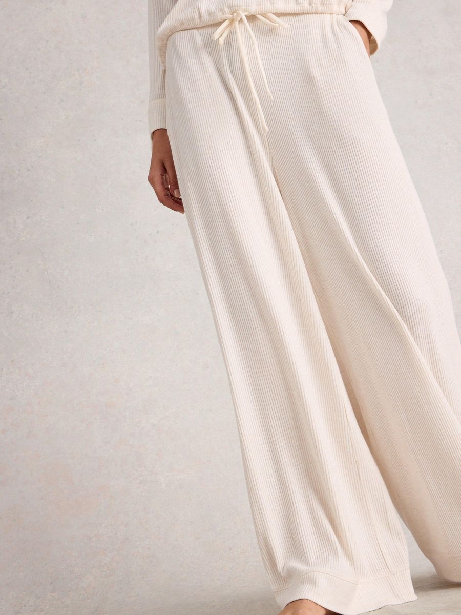 Rippenjersey-Hose mit weitem Bein