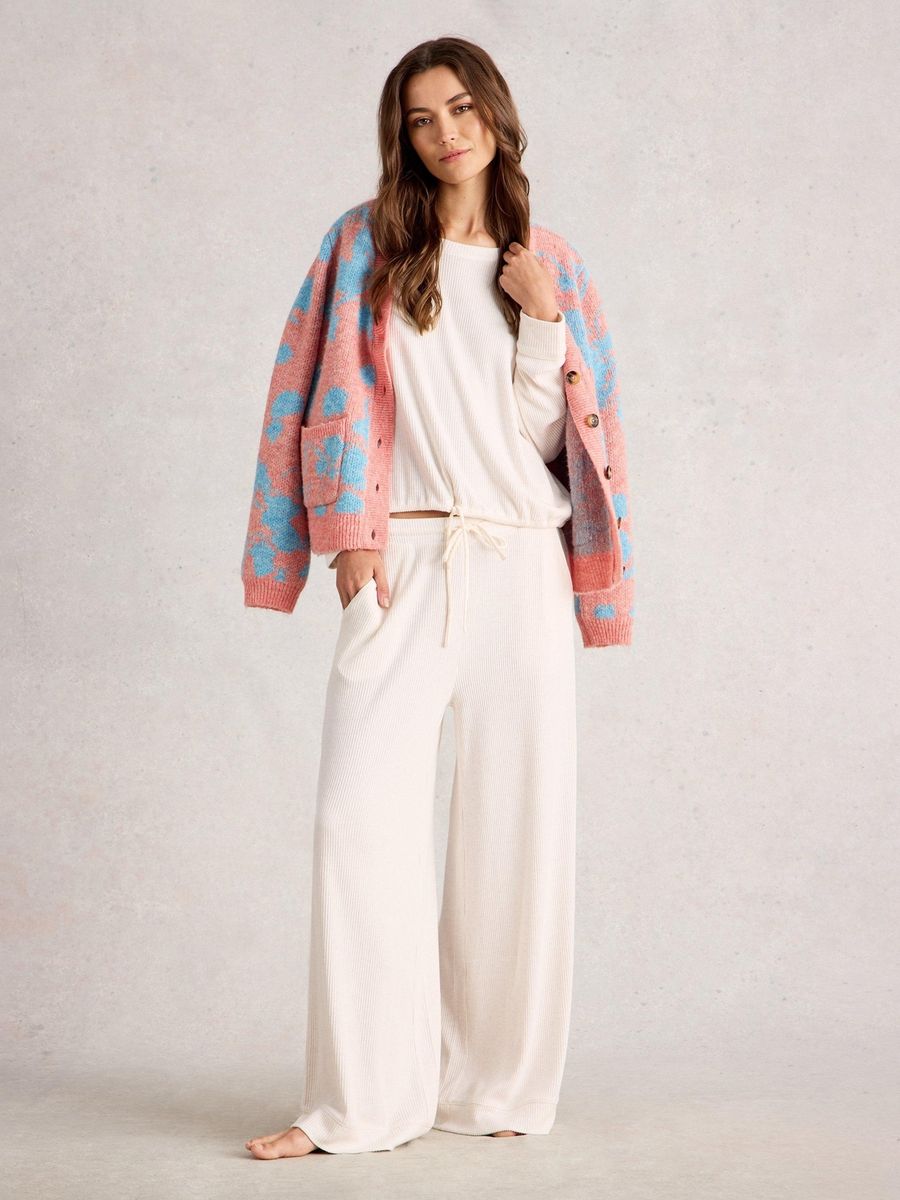 Rippenjersey-Hose mit weitem Bein