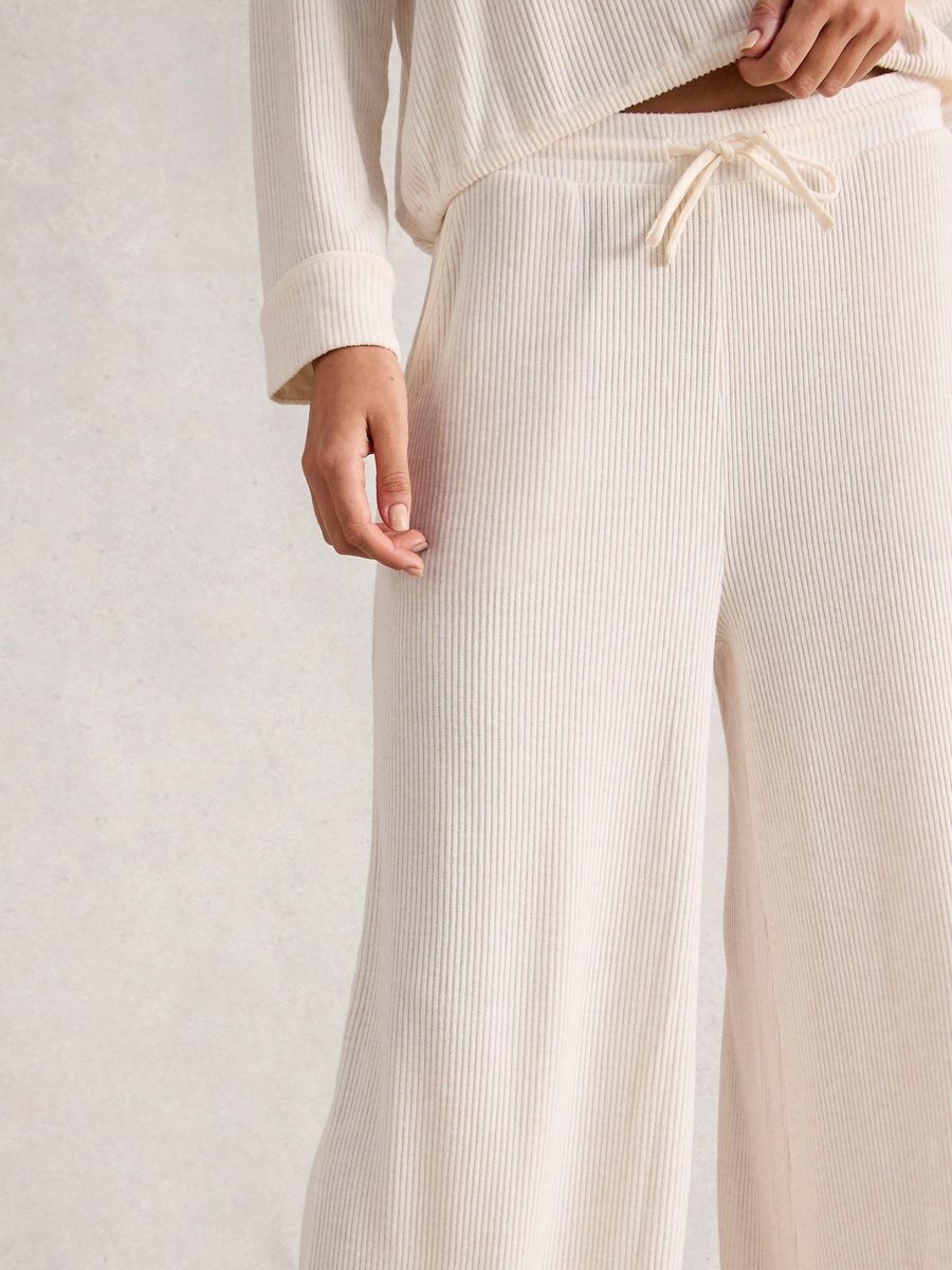 Rippenjersey-Hose mit weitem Bein