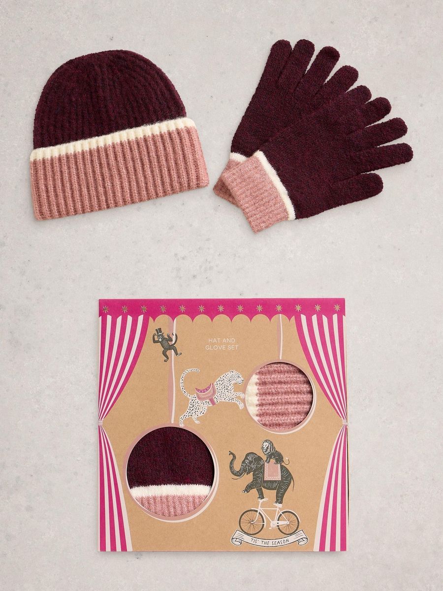Weiches Rippstrick-Set aus Mütze und Handschuhen