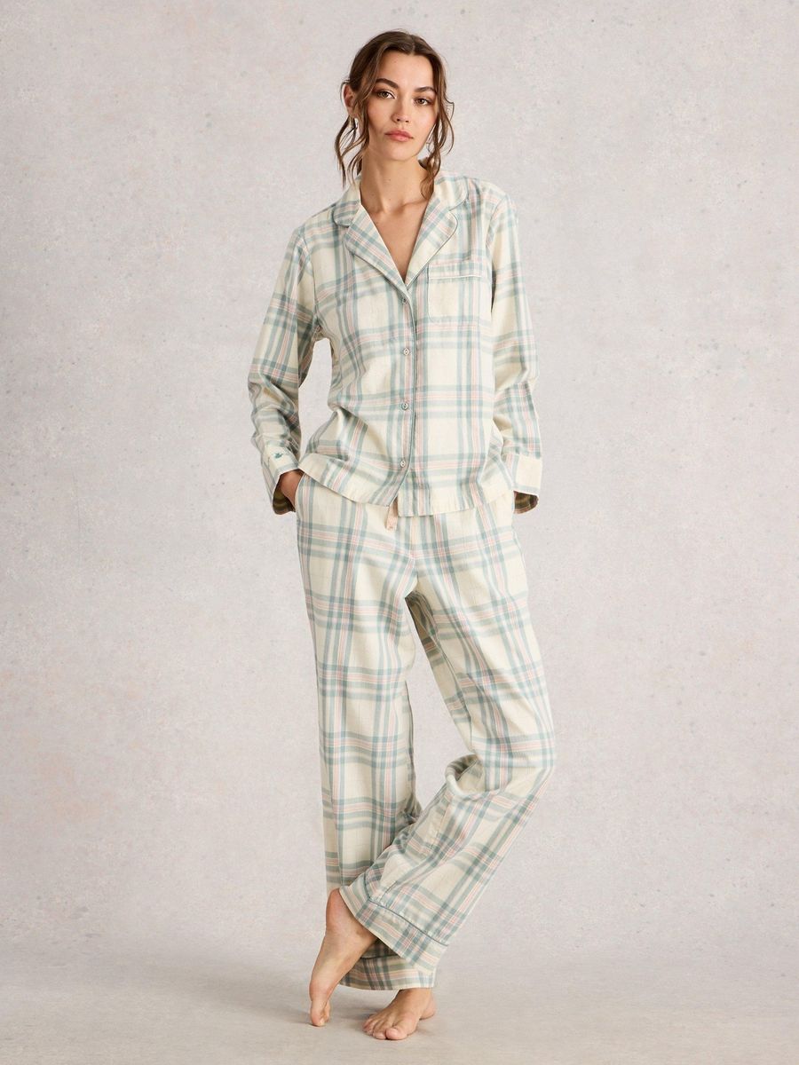 Kariertes Pyjama-Oberteil aus Bio-Baumwolle