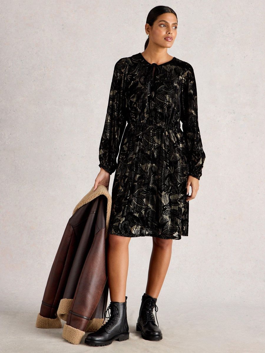 Elegantes Midikleid aus Ausbrenner-Samt