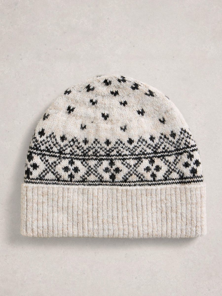 Fair-Isle-Strickmütze mit Herzmuster