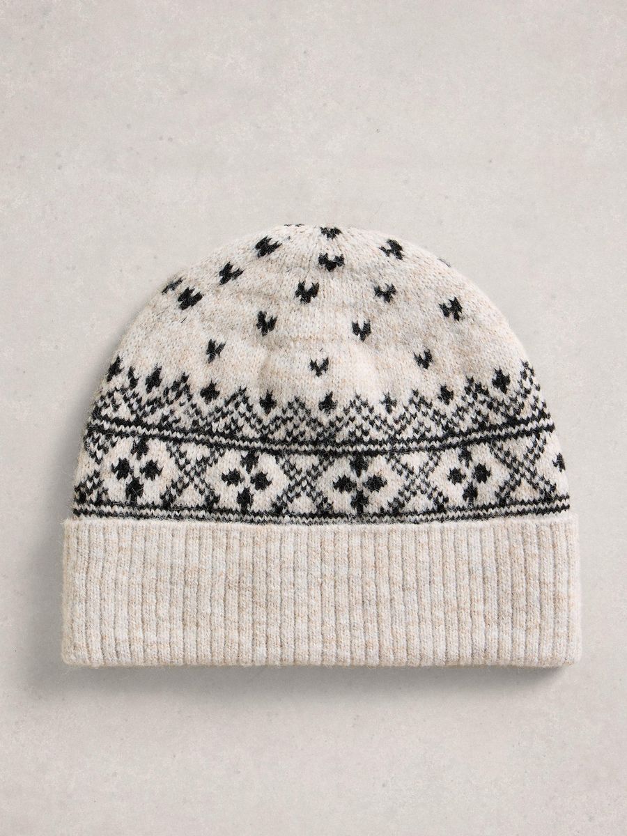 Fair-Isle-Strickmütze mit Herzmuster