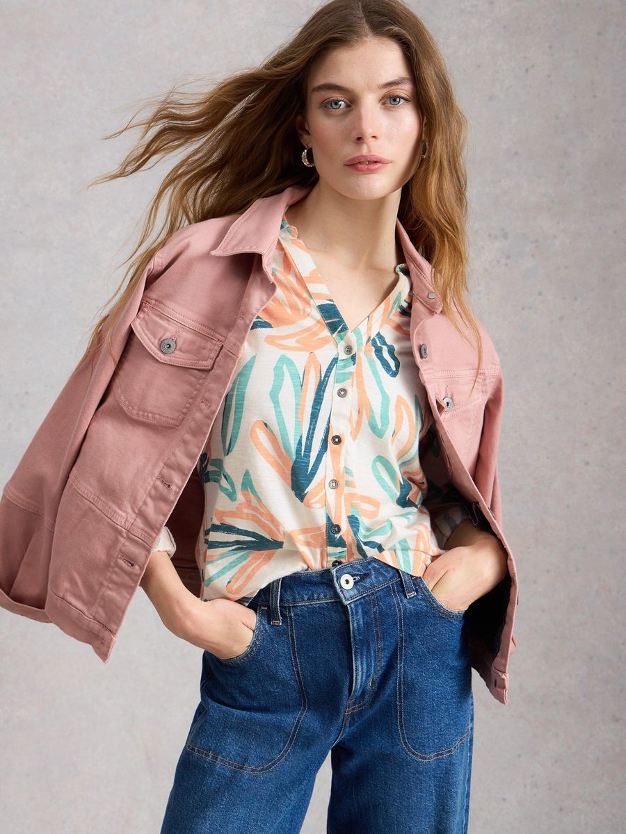 Bedruckte Jersey-Bluse aus Baumwolle