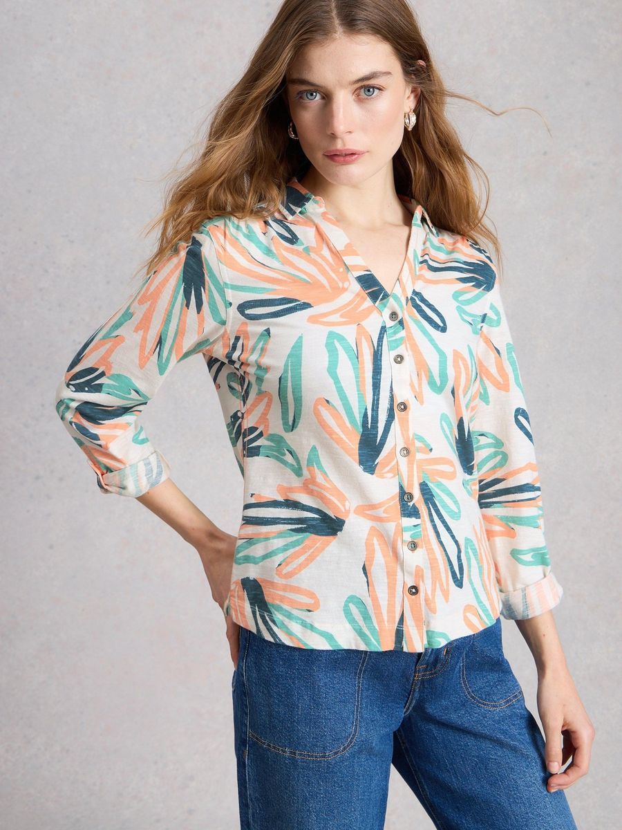 Bedruckte Jersey-Bluse aus Baumwolle