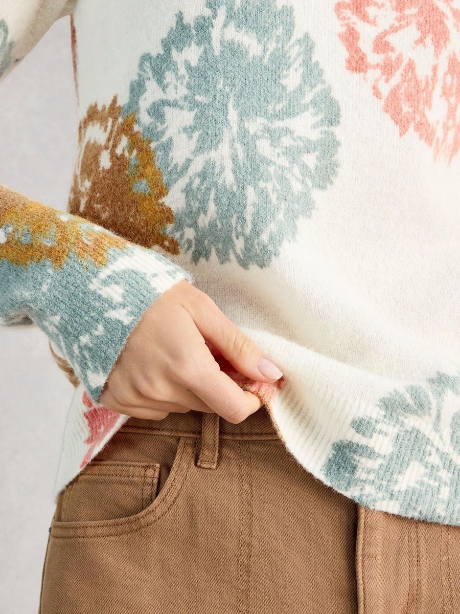 Künstlerischer Strickpullover mit abstraktem Print
