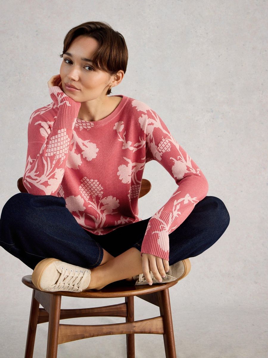 Bio-Baumwollpullover mit botanischem Print