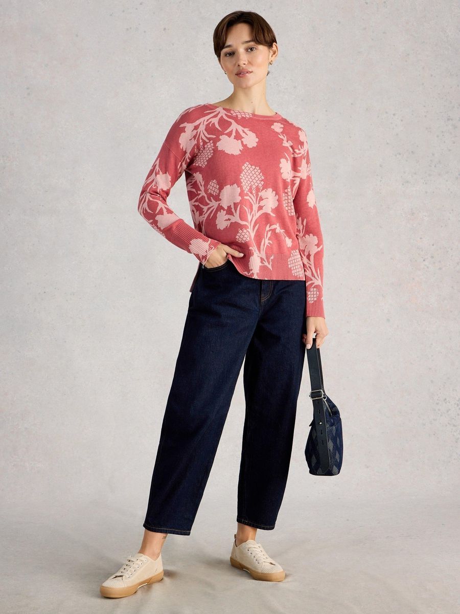 Bio-Baumwollpullover mit botanischem Print