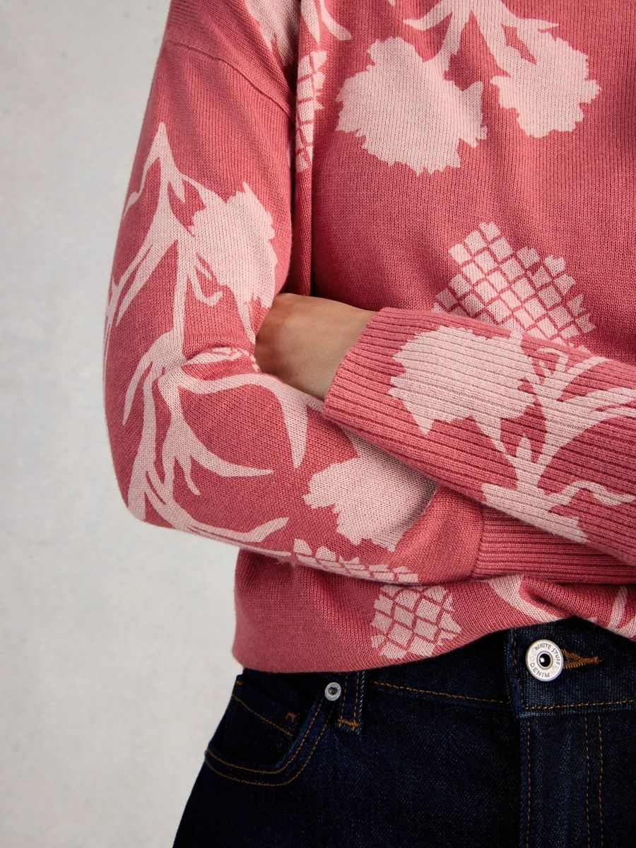 Bio-Baumwollpullover mit botanischem Print