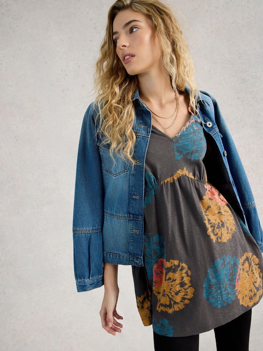 Jersey-Tunika mit abstraktem Print