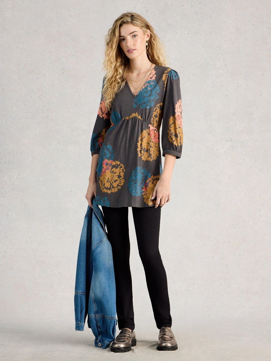 Jersey-Tunika mit abstraktem Print