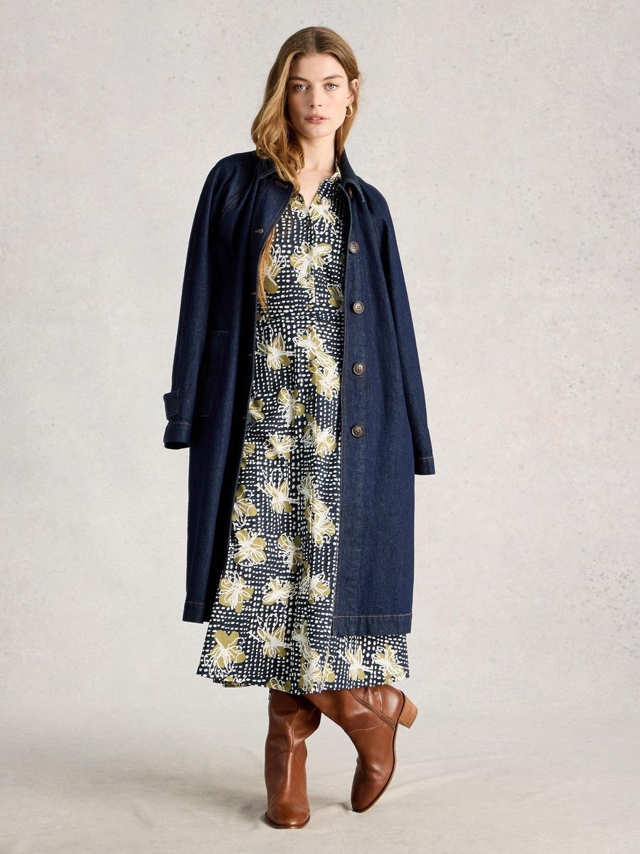 Jersey-Hemdblusenkleid mit künstlerischem Print