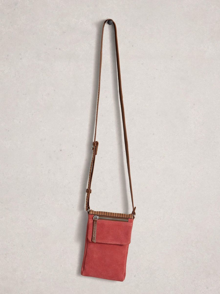 Minimalistische Crossbody-Handytasche aus Wildleder