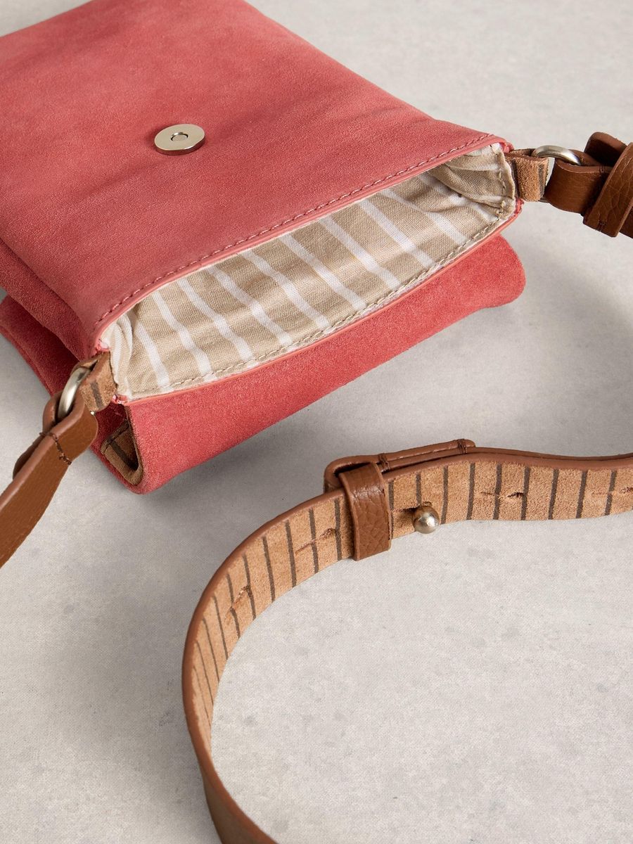 Minimalistische Crossbody-Handytasche aus Wildleder