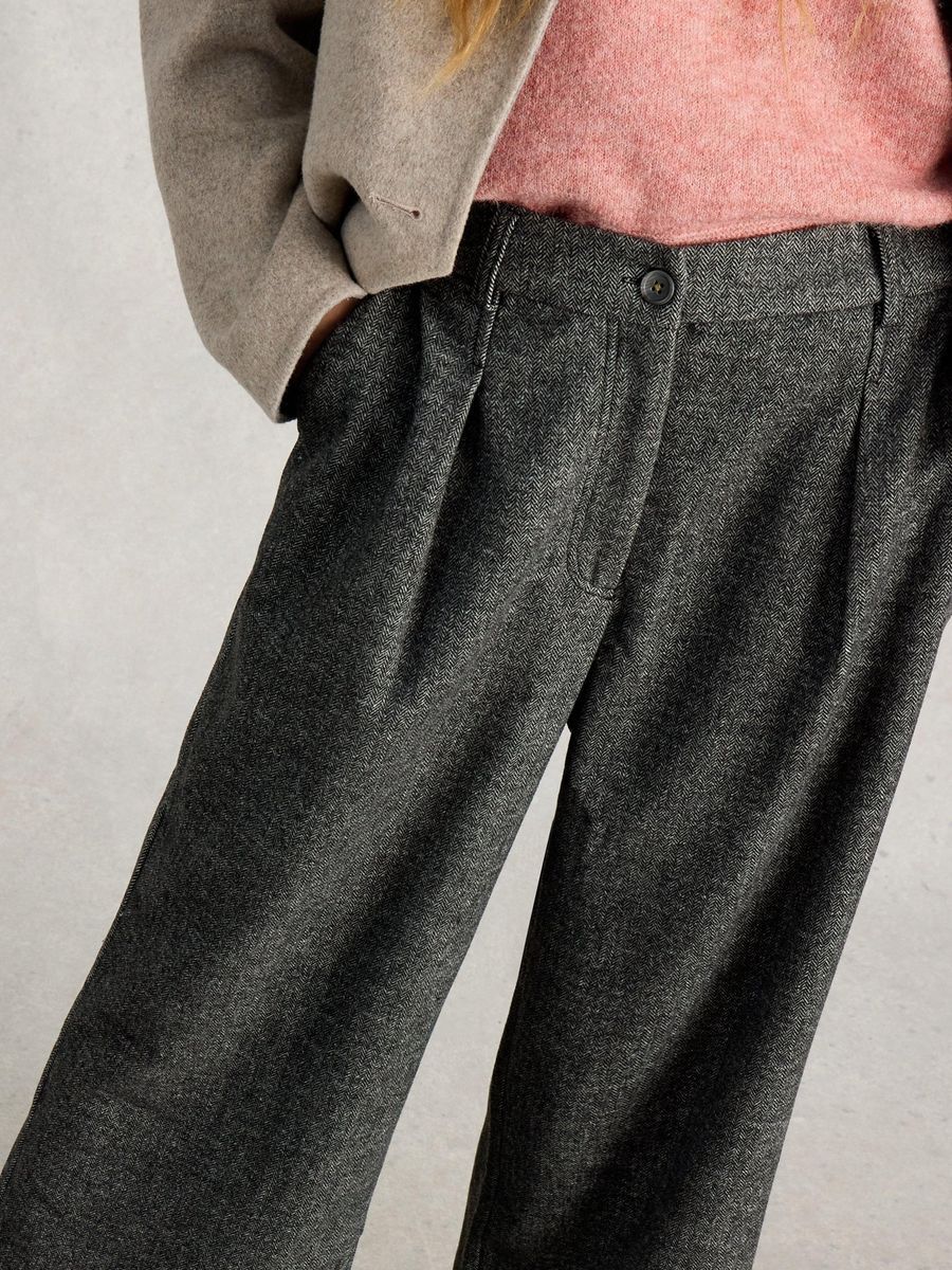 7/8-Hose mit weitem Bein aus Tweed
