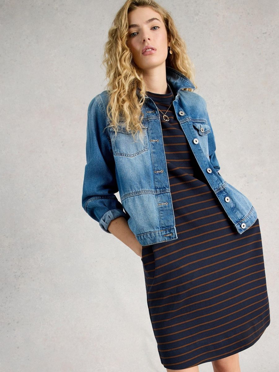 Gestreiftes Midi-Jerseykleid