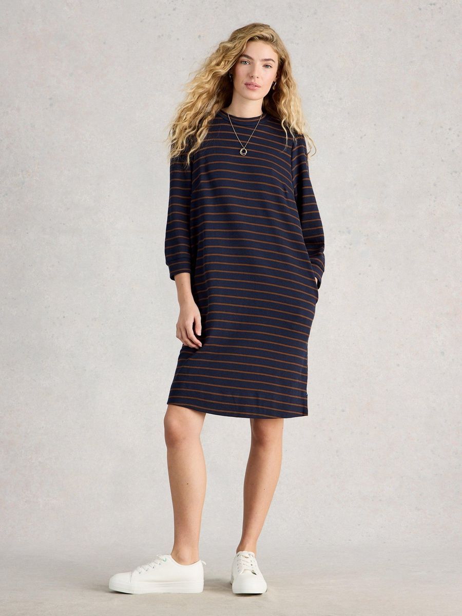 Gestreiftes Midi-Jerseykleid
