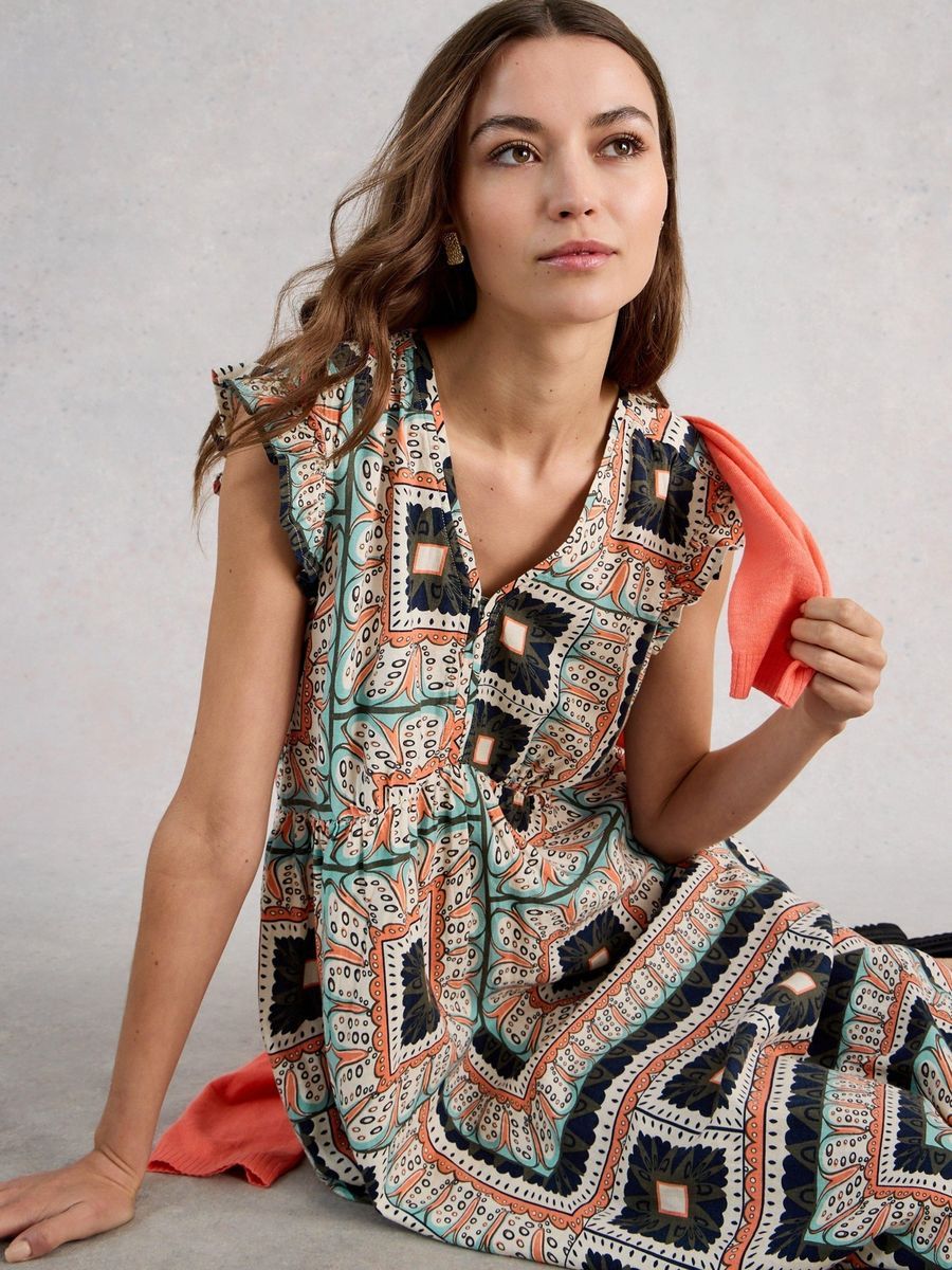 Fließendes Maxikleid aus Leinenmischung