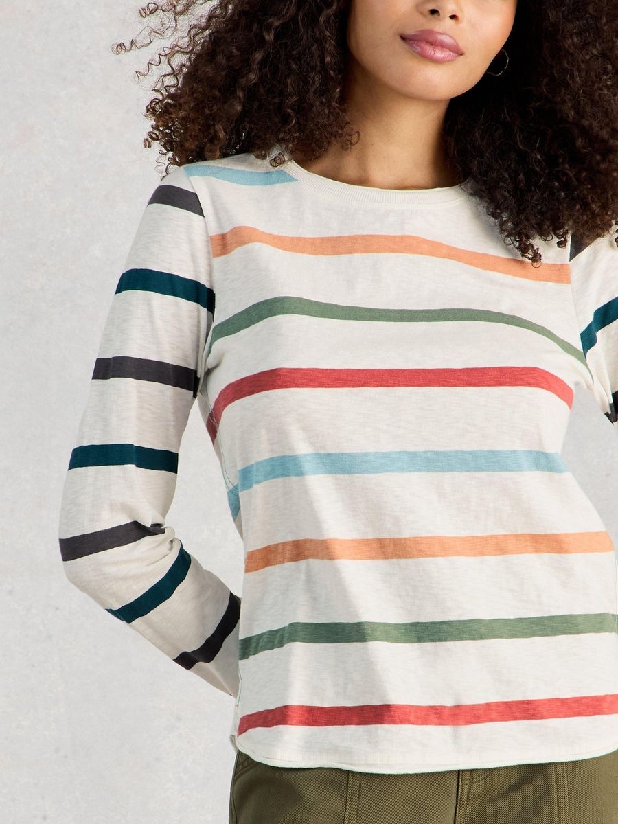 Gestreiftes Baumwoll-Langarmshirt