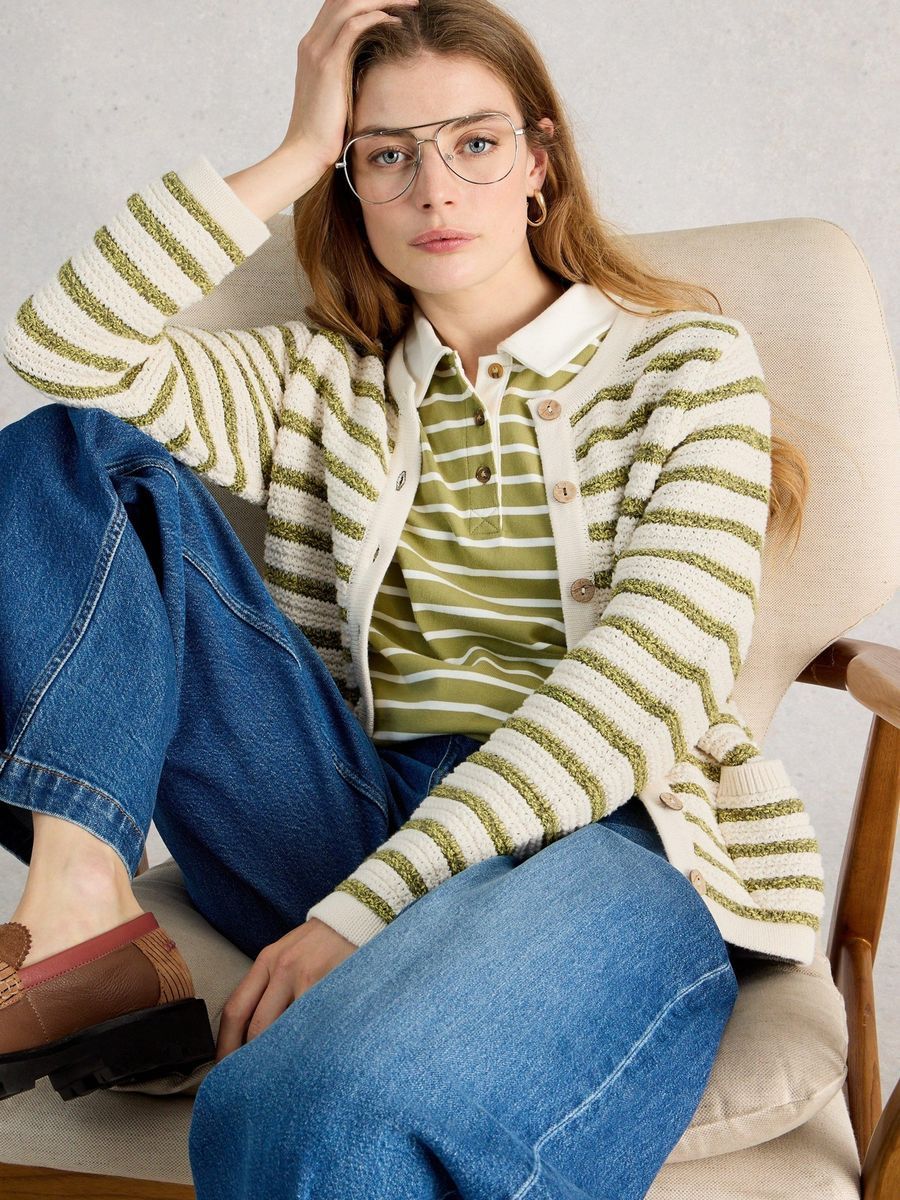 Gestreifter Cardigan aus Bio-Baumwolle
