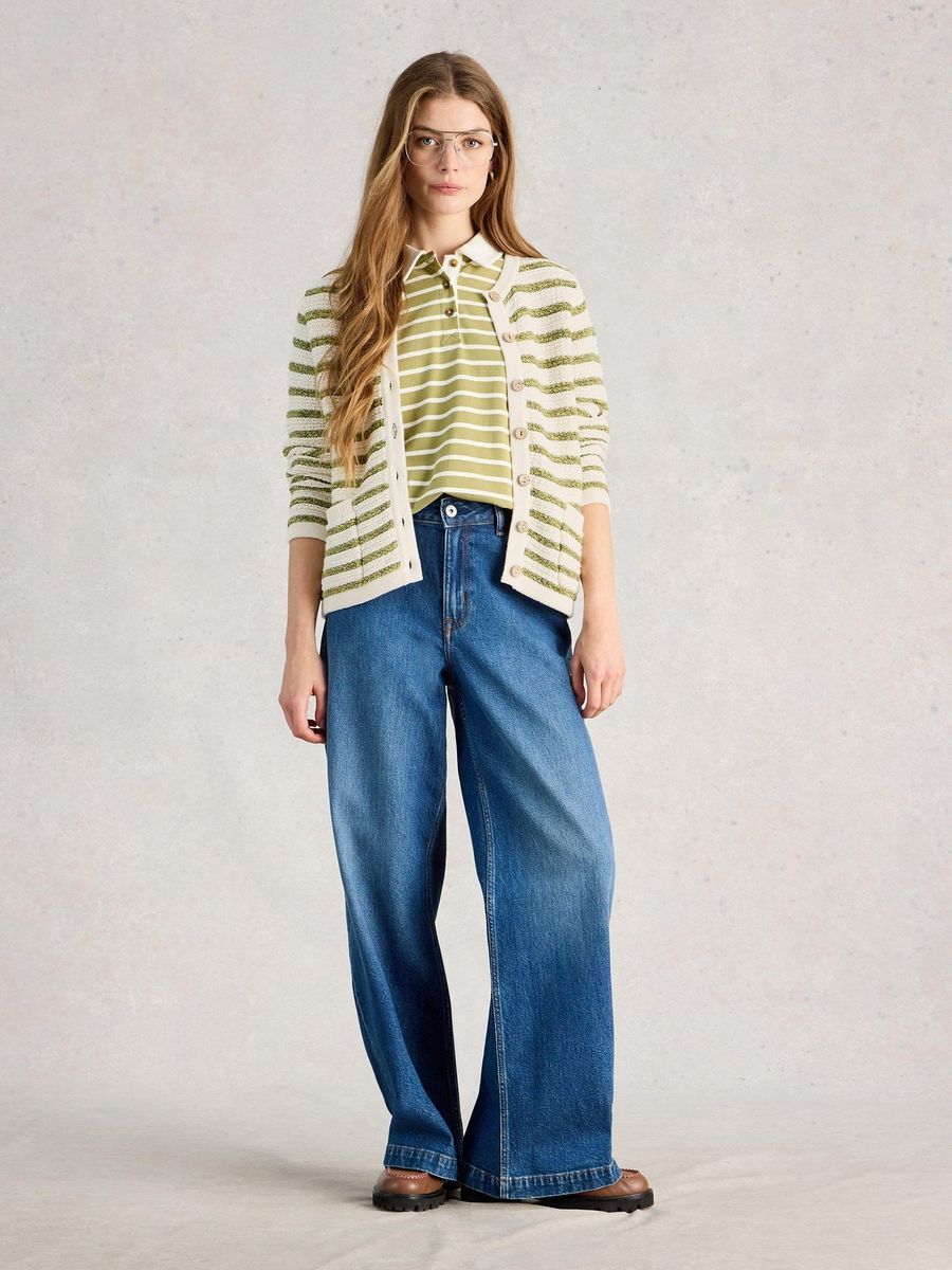 Gestreifter Cardigan aus Bio-Baumwolle
